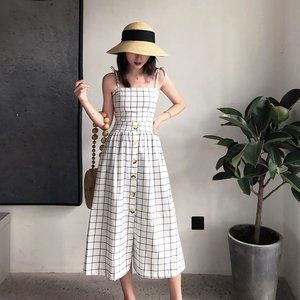 Elegant Plaid Tea Of Unique Style Casual Maxi Dres